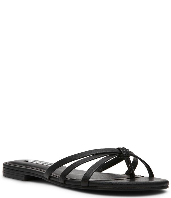スティーブ マデン レディース シューズ パンプス サンダル なめし革 Steve Madden Calissi Leather Strappy Slide Sandals Black 黒いこと