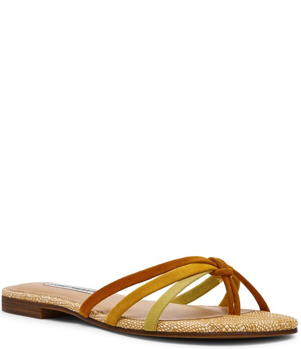 スティーブ マデン レディース シューズ パンプス サンダル スエードクロス Steve Madden Calissi Suede Strappy Slide Sandals Raffia/Multi マルチ色つや