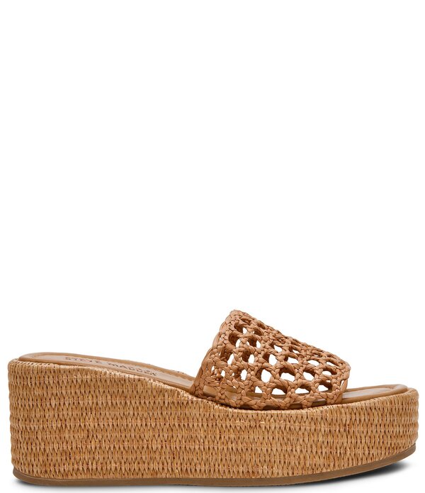 スティーブ マデン レディース シューズ サンダル プラットホーム Steve Madden Brandy Woven Platform Wedge Slide Sandals Raffia