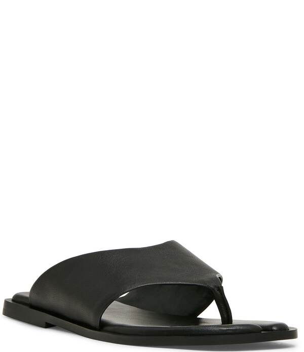 スティーブ マデン レディース シューズ サンダル なめし革 Steve Madden Illia Leather Splitoe Thong Sandals Black 黒いこと