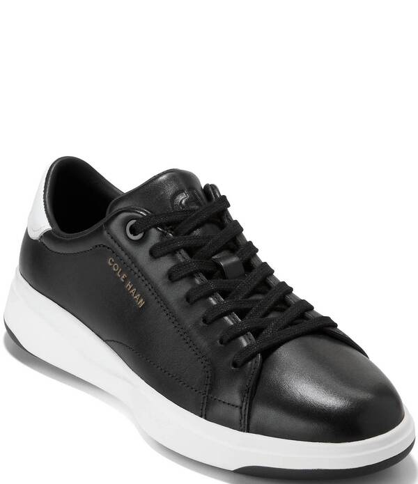 電話を掛けるハーン レディース ボトムス 心地よいズボン下 スニーカー スピード競技 なめし革 Cole Haan Women\u0027s Grandpro Tennis Leather 2.0 Lace Up Sneakers Black/White 白いこと