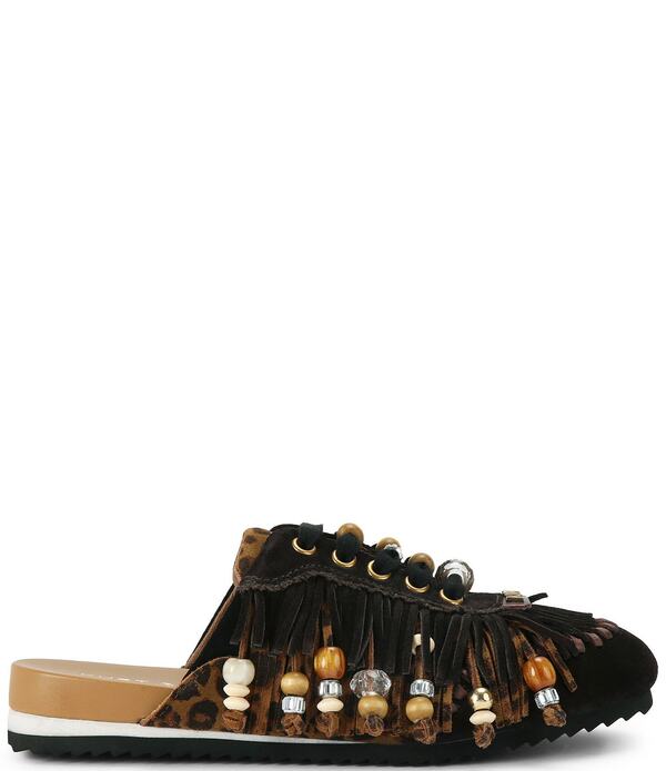 カートジェイガーロンドン レディース シューズ スニーカー スエードクロス フリンジ Kurt Geiger London Leopard Islington P Beaded Fringe Suede Mule Sneakers Brown 赤銅色