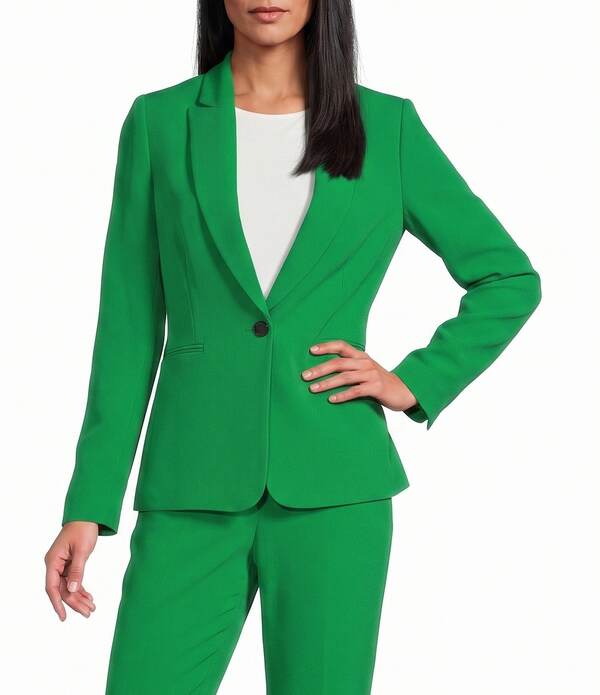 プレストンアンドヨーク レディース アウター 厚地の外套 縮緬 スポーツジャケット Preston \u0026 York Alyssa Notch Lapelong Sleeve One Button Crepe Blazer Clover