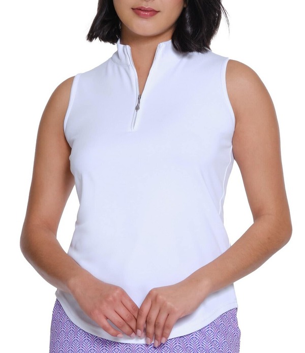 スポットハーレー レディース トップス ティーシャツ ハーフジップ スポーツシャツ Sport Haley Mock Collar Quarter Zip Sleevesless Polo Shirt White 白いこと