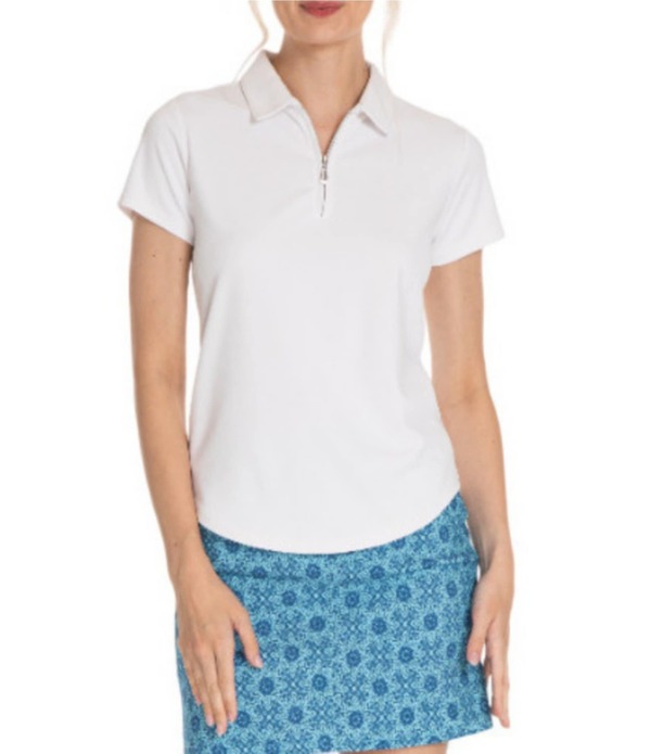 スポットハーレー レディース トップス プルオーバー ハーフジップ スポーツシャツ Sport Haley Courte Short Sleeve Quarter Zip Collared Polo Top White 白いこと