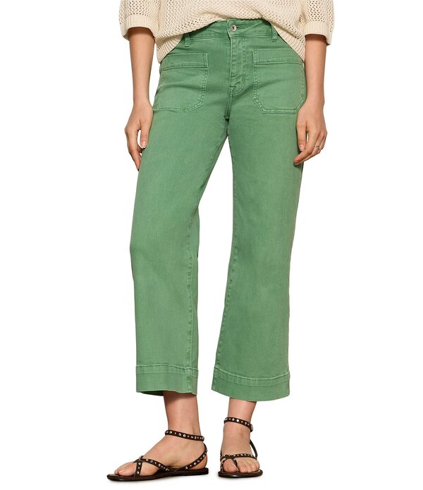 駆け込み寺 レディース ボトムス ジーンズズボン下 ワイドレッグ クロップド デニム Sanctuary The Marine Comfort Stretch Cropped Wide Leg Jeans Green jui 緑であること