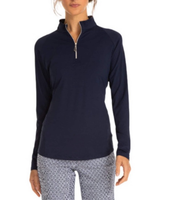 スポットハーレー レディース トップス プルオーバー ハーフジップ モックネック 旗がしら ケープ Sport Haley Sunscape UPF Long Sleeve Quarter Zip Mockneck Top Midnight