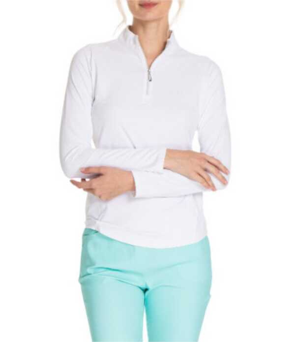 スポットハーレー レディース トップス プルオーバー ハーフジップ モックネック 旗がしら ケープ Sport Haley Sunscape UPF Long Sleeve Quarter Zip Mockneck Top White 白いこと
