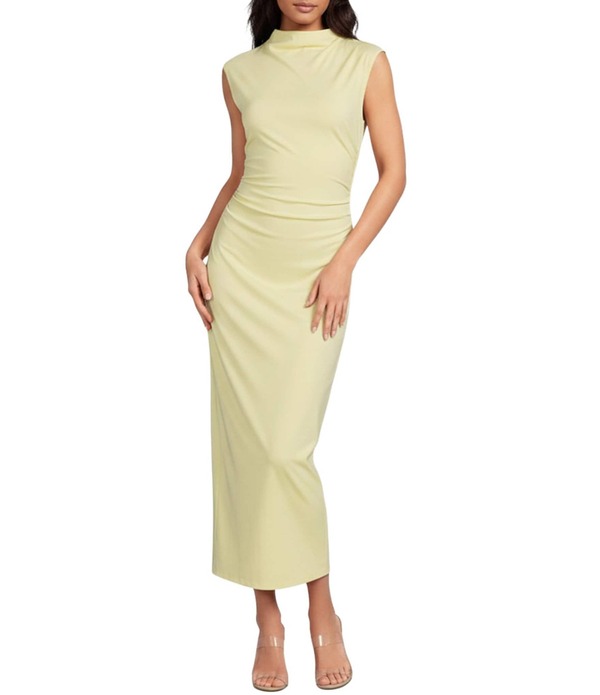 ジャンビニ レディース トップス 衣裳 モックネック MIDI 旗がしら 編み物 Gianni Bini Knit Mock Neck Cap Sleeve Bodycon Midi Dress Light Yellow 黄色