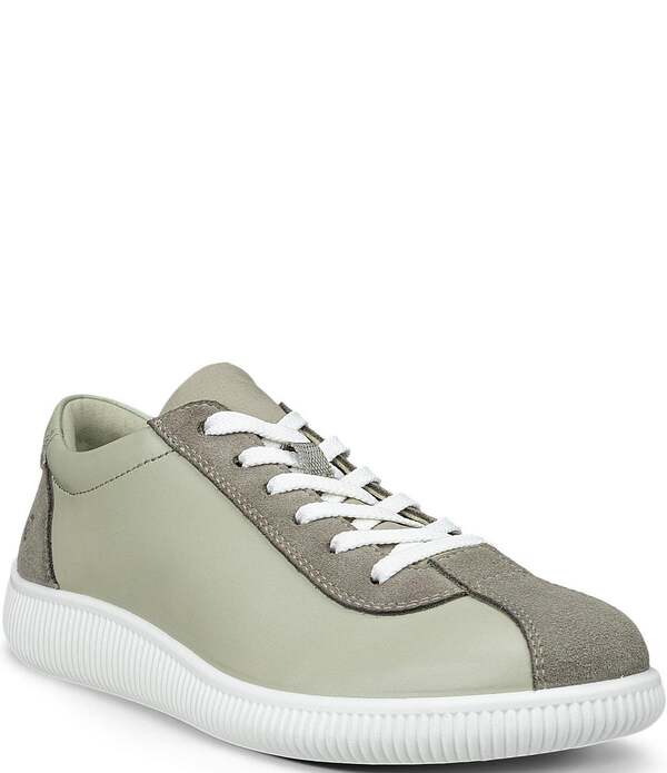 山びこ レディース シューズ スニーカー スピード競技 なめし革 ECCO Women\u0027soft Zero Leather Lace Up Sneakers Green 緑であること