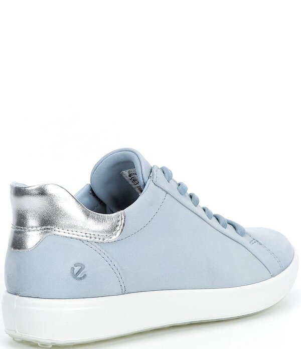 山びこ レディース シューズ スニーカー スピード競技 なめし革 ECCO Women\u0027soft VII Leather Elastic Lace Slip On Sneakers Dusty Blue/Pure Silver 青色