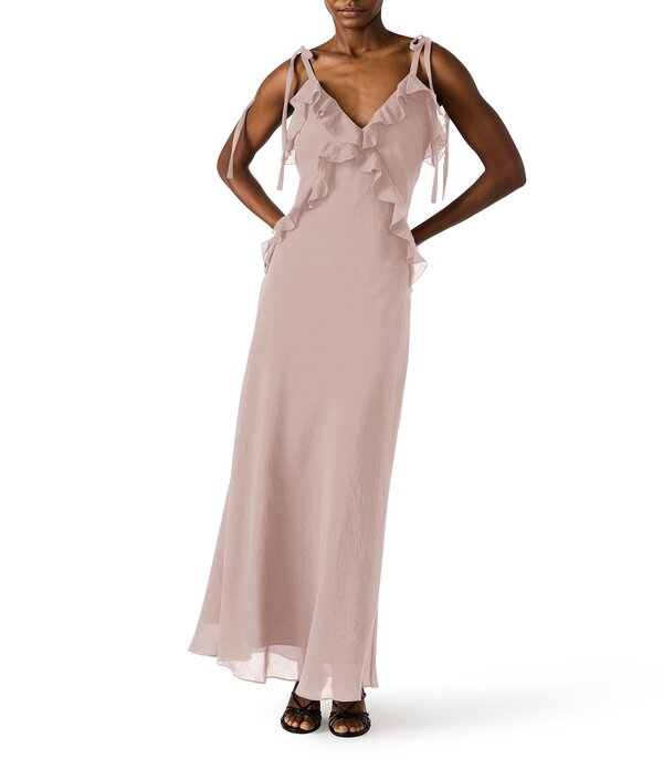 スティーブ マデン レディース トップス 衣裳 Vのど首 フラウンス ノースリーブ マキシ Steve Madden Adalina V-Neck Sleeveless Ruffle Maxi Dress Rose Taupe トープ