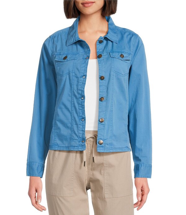 アベンチュラ レディース アウター 厚地の外套 上衣 Aventurarden V2 Point Collar Button Front Woven Twill Jacket Cendre Blue 青碧
