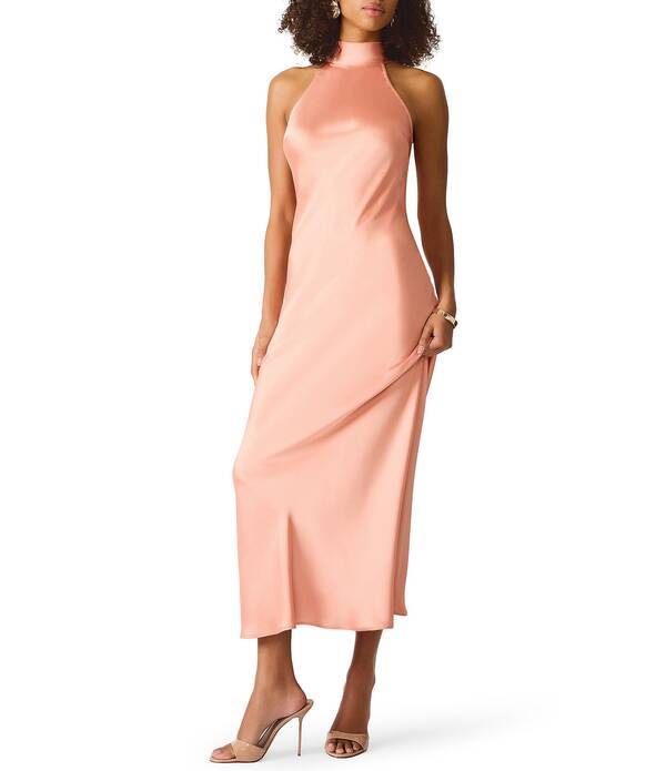 スティーブ マデン レディース トップス 衣裳 ハイネック ノースリーブ マキシ Steve Madden Lara High Neck Sleeveless Maxi Dress Apricot Gelato 杏