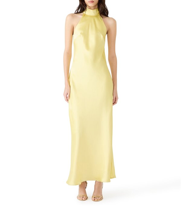 スティーブ マデン レディース トップス 衣裳 ハイネック ノースリーブ マキシ Steve Madden Lara High Neck Sleeveless Maxi Dress Butter Yellow 黄色