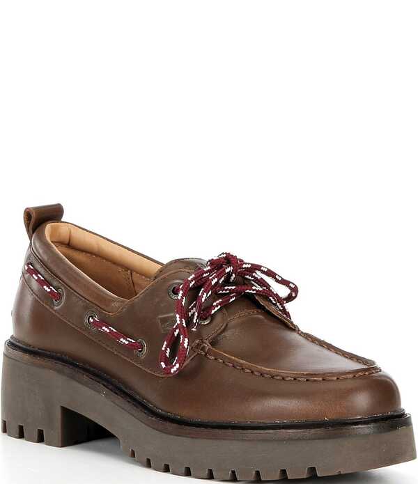 スペリー レディース シューズ 踵 Sperry Women\u0027s Authentic Originalug 2-Eye Heeled Boat Shoes Brown 赤銅色