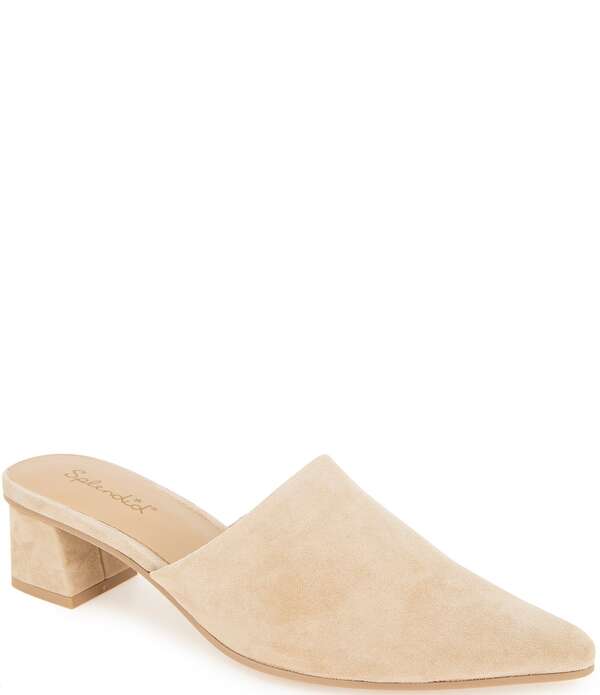 スプレンディット レディース シューズ 踵 スエードクロス Splendid Lorelei Suede Pointed Toe Block Heel Mules Camel 駱駝