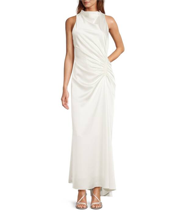 アントニオ メラーニ レディース トップス 衣裳 A 伝達ルート ギャザー ノースリーブ Antonio Melani Kya-Line Ruchedetail Cowl Neckline Sleeveless Dress Ivory 象牙色