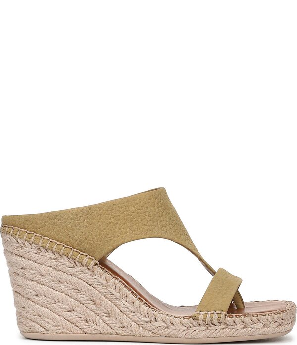 フランコサルト レディース シューズ スリッポン・ローファー プラットホーム サンダル なめし革 Franco Sarto Farren Leather Square Toe Platform Espadrille Wedge Sandals Green 緑であること