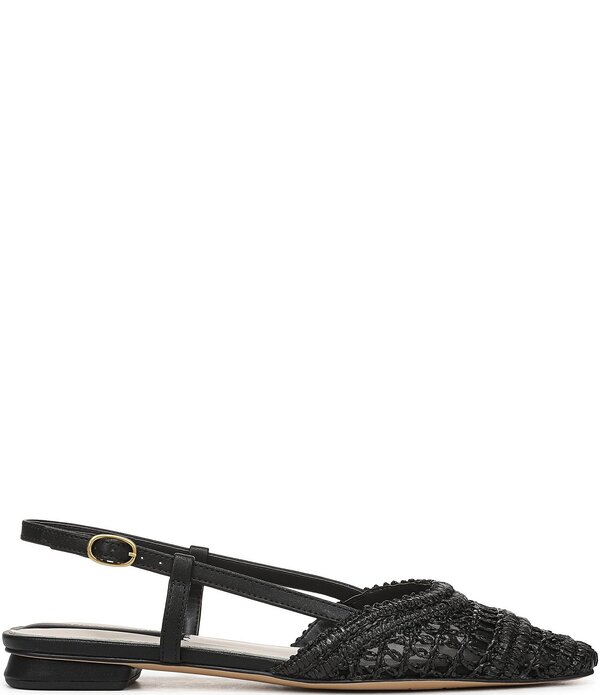 フランコサルト レディース シューズ パンプス Franco Sarto Riona Woven Raffia Slingback Flats Black 黒いこと