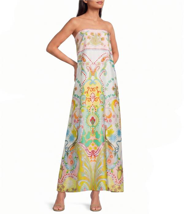 アントニオ メラーニ レディース トップス 衣裳 刷り上げる 繻子 ストラップレス Antonio Melani Lucia Printed Satin Strapless Dress Multi マルチ色つや