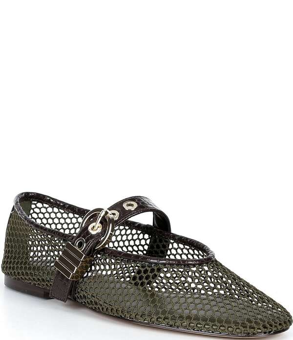 スティーブ マデン レディース シューズ パンプス メッシュ Steve Madden Lucia Mesh Buckle Hardware Croco Accent Mary Jane Ballet Flats Olive オリーブ