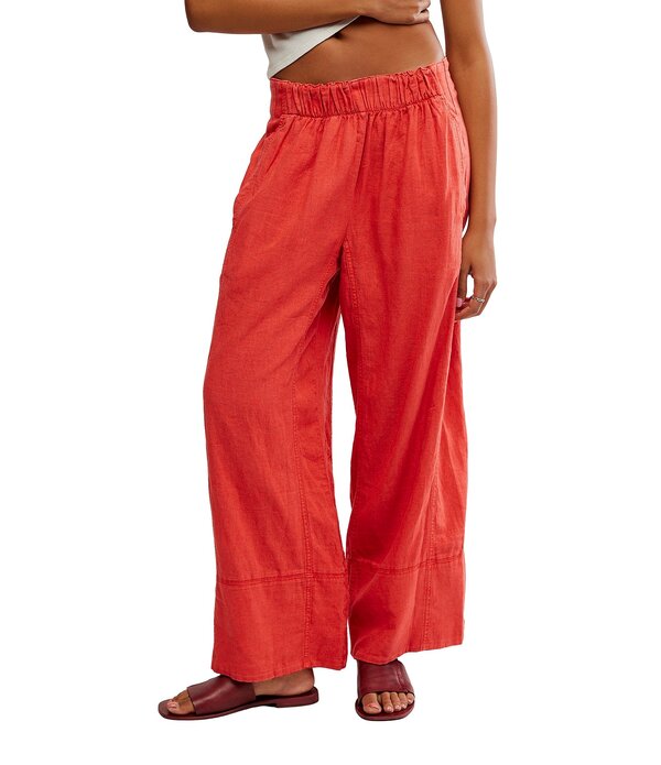 フリーピープル レディース ボトムス カジュアルパンツ リネン Free People Days End Linen Pull On Pants Poppy Red レッド|ReVida 店