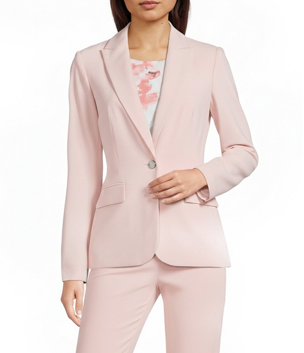 カルバンクライン レディース アウター コート ジャケット Calvin Kleinotch Lapelong Sleeve One Button Jacket Petal｜ReVida 店