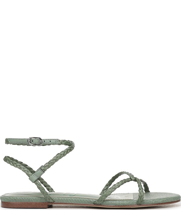 サムエデルマン レディース シューズ サンダル Sam Edelman Ellina Braided Raffia Strappy Flat Sandalsage Sky サルヴィア