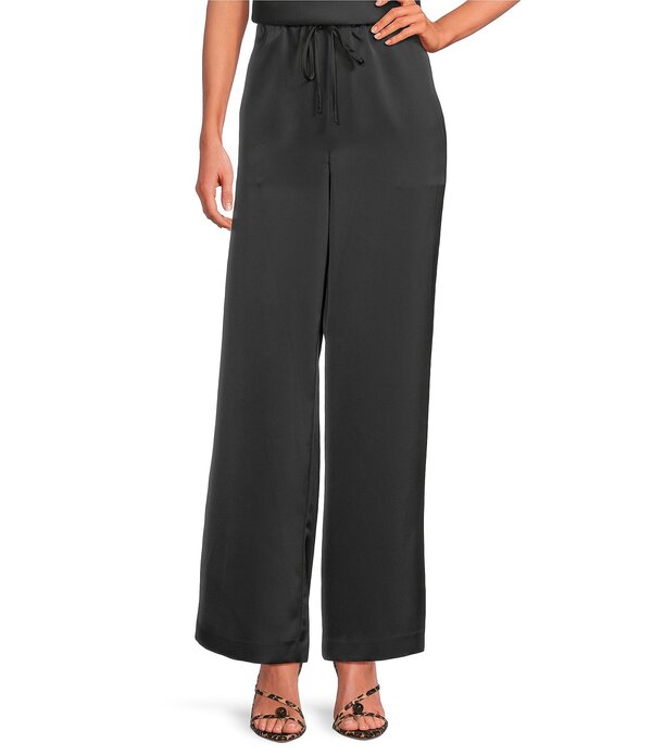 アントニオ メラーニ レディース ボトムス 心地よいズボン下 繻子 Antonio Melani Carson Satin Drawstring Pants Black 黒いこと