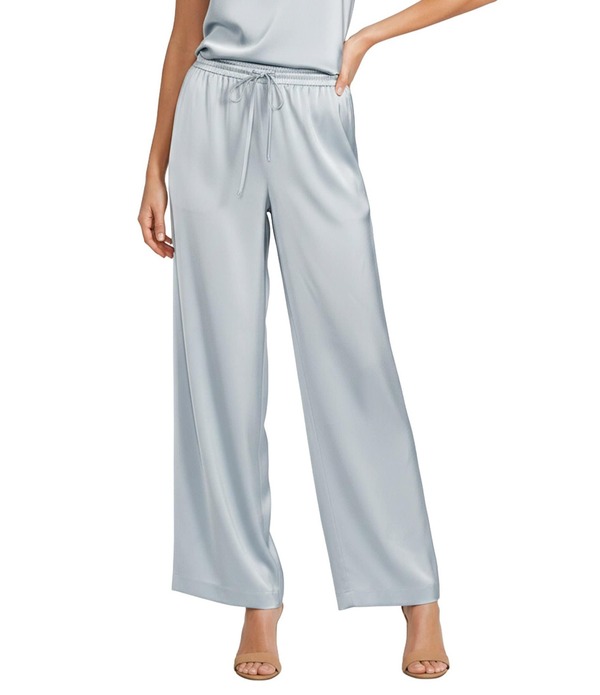 アントニオ メラーニ レディース ボトムス 心地よいズボン下 繻子 Antonio Melani Carson Satin Drawstring Pants Light Blue 青色