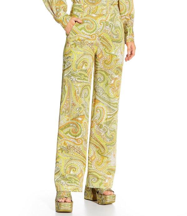 アントニオ メラーニ レディース ボトムス 心地好いズボン下 ワイドレッグ Antonio Melani x Amanda Jones Vaughan Jagger Coordinating Paisley Wide Leg Pants Citron/Daffodil