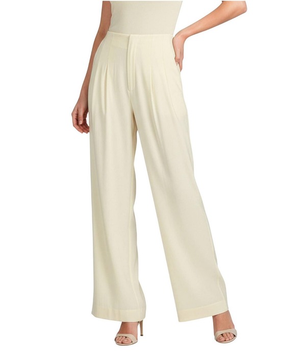 アントニオ メラーニ レディース ボトムス 心地好いズボン下 ワイドレッグ 筋目 リネン Antonio Melani Melinda Linen High Rise Flat Front Pleated Wide Leg Coordinating Pants Butter