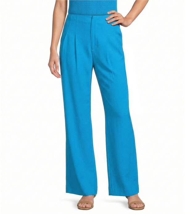 アントニオ メラーニ レディース ボトムス 心地よいズボン下 ワイドレッグ 筋目 リネン Antonio Melani Melinda Linen High Rise Flat Front Pleated Wide Leg Coordinating Pants Capri