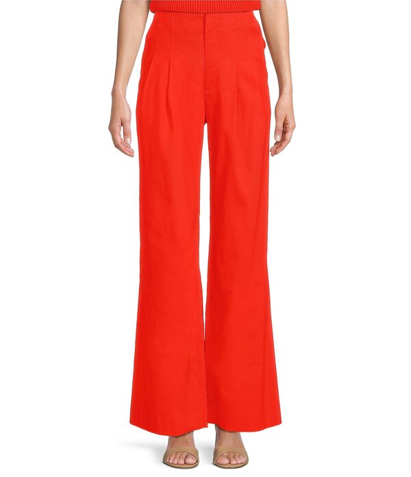 アントニオ メラーニ レディース ボトムス 心地好いズボン下 ワイドレッグ 筋目 リネン Antonio Melani Melinda Linen High Rise Flat Front Pleated Wide Leg Coordinating Pantstrawberry