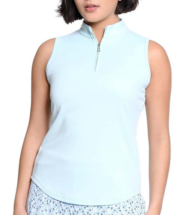 スポットハーレー レディース トップス プルオーバー ハーフジップ Sport Haley Stretch Mock Collar Quarter Zip Sleevesless Polo Top Seafoam