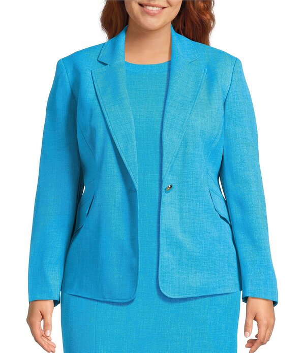 カスパール レディース アウター 厚地の外套 つけ加える大きさ 上衣 Kasper Plus One Buttonotch Collar Jacket Bright Azul