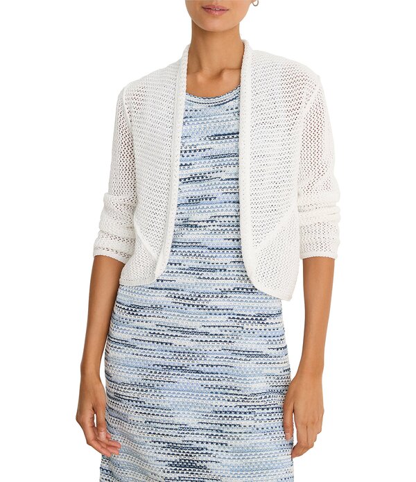 ニックアンドゾー レディース アウター 厚地の外套 メッシュ ジレー NIC + ZOE Mesh Cocoon Open Front Long Sleeve Cardigan Paper White 白いこと