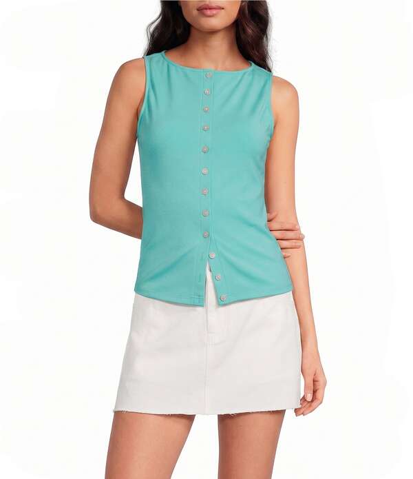 ジャンビニ レディース トップス シャツ ニット Gianni Bini Button Front Knitank Bermuda|ReVida 店