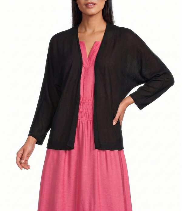 インベストメンツ レディース アウター 厚地の外套 ジレー Investments 3/4 Dolman Sleeve Open Front Cardigan Black 黒いこと