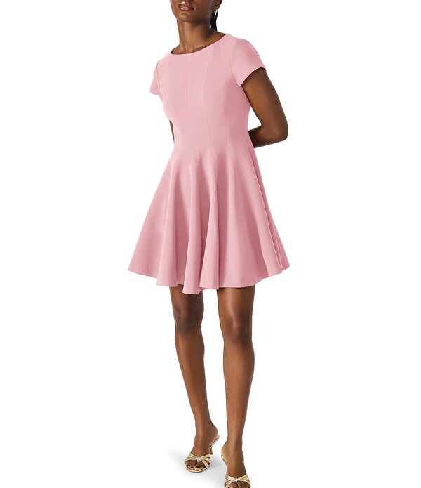 スティーブ マデン レディース トップス 衣裳 Steve Maddenilli Solid Woven Scoop Neck Short Sleeve Fit \u0026 Flare Dress Coral Blush 毛はらい