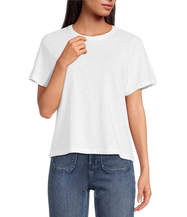 ファレティ レディース トップス プルオーバー 労働者の一団のど首 綿織物 編み物 Faherty Organicotton Knit Crew Neck Short Sleeve Tee White 白いこと