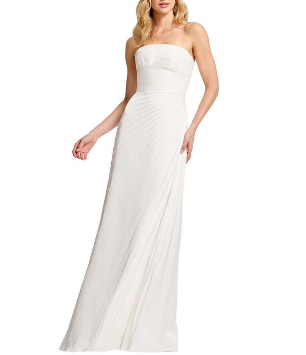 ドレスザポプレーション レディース トップス 衣装 A 生産ライン 筋目 ストラップレス Dress the Population Kinley Strapless Pleated A Line Dress Off White 象牙色