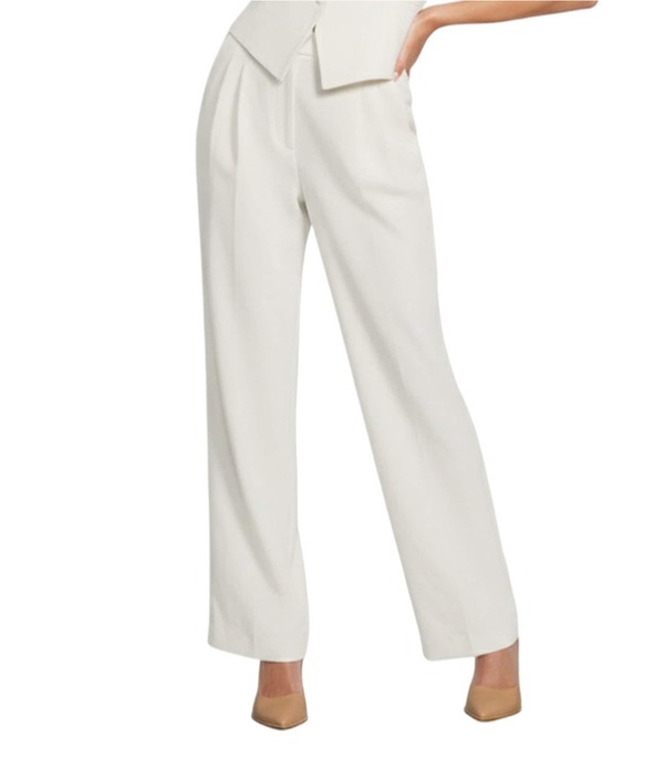 アントニオ メラーニ レディース ボトムス 心地よいズボン下 引っ切り無い 筋目 Antonio Melani Serena Straight Leg Pleated Pants Bone