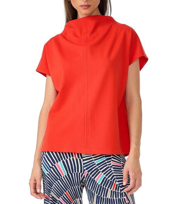 トリーナターク レディース トップス プルオーバー ドレープ 照明ランプのど首 旗がしら Trina Turk Pavilion Ponte Drape Funnel Neck Cap Sleeve Top Samba Sunrise