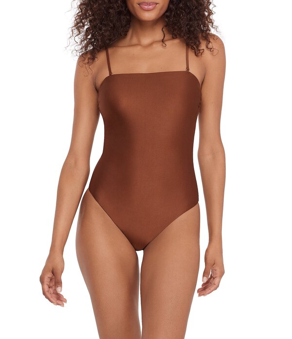 スティーブ マデン レディース トップス 衣装 Steve Madden Shine Bright Bandeau One Piece Swimsuit Oak Brown 赤銅色