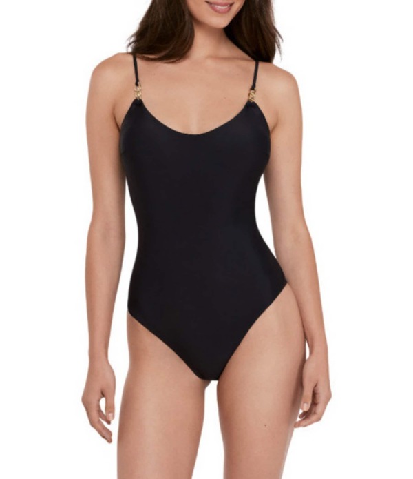 スティーブ マデン レディース トップス 衣装 Steve Madden Sleek N Chic Scoop Neck One Piece Swimsuit Raven Black 黒いこと
