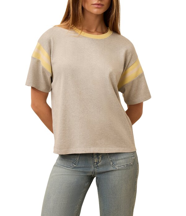 ファレティ レディース トップス ティーシャツ 労働者の一団のど首 編み物 ティーシャツ Faherty Sport Jersey Knit Crew Neck Short Sleeve Tee Springrey Varsity 薄墨色