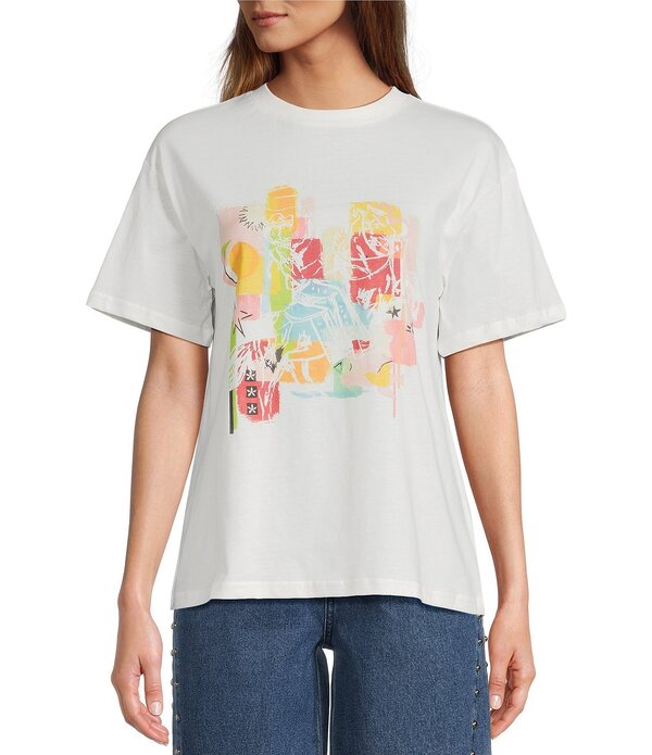 ネバーフリードレスド レディース トップス プルオーバー 労働者の一団素っ首 グラフィック Never Fully Dressedallas Western Motif Graphicrew Neck Short Sleeve Tee White 白いこと