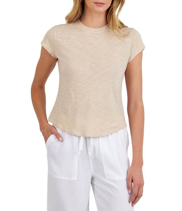 ベラダール レディース トップス プルオーバー 労働者の一団のど首 Bella Dahl Crew Neck Short Sleeve Baby Tee Linen Sand 沙子